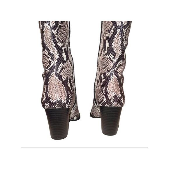 INC Womens Beige Animal Print Pointed Toe Block Heel Zip-Up Dress Western Boot 5 - Picture 2 of 3